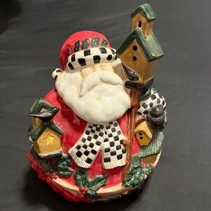 Debbie Mumm's Crazy for Cookies Jolly‎ Holly Santa Cookie Jar Fair Condition